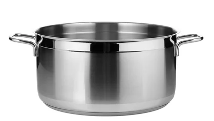 Fotobehang Stainless steel pot isolated on white background © fotofabrika