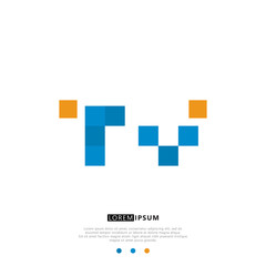 TV T V Logo Monogram with Blue and yellow Colors. modern letter logo design	