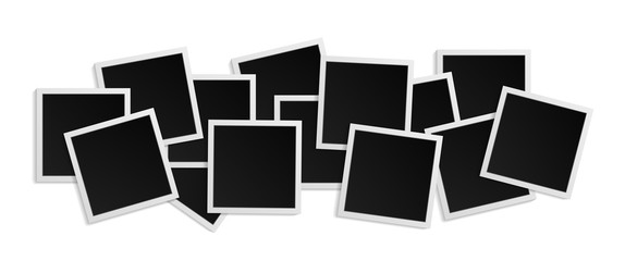 Black and white photo frame with shadows isolated on white background. Vector illustration - Vector