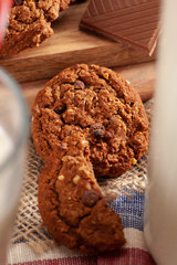 Homemade oat cookies for snack close up