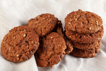 Homemade oat cookies for snack close up