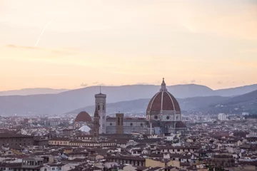 Deurstickers View over Florence Cathedral at sunset. Piazzale Michelangelo, Florence, Italy. © snatalia