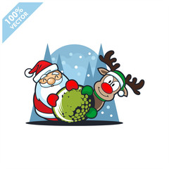 Golf ball with santa claus christmas theme logo vector