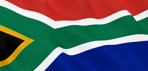 National Fabric Wave Closeup Flag of Republic of South Africa Waving in the Wind. 3d rendering illustration.