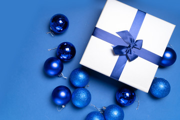 Christmas flat lay scene with glass balls