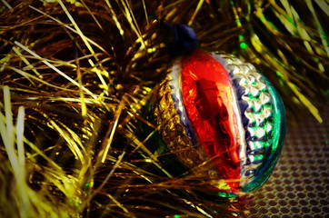 bright colored christmas toy with bokeh