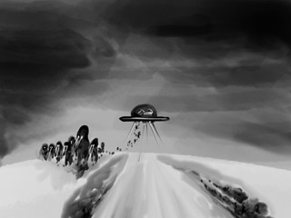 Aliens war ufo coming.
