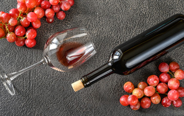 Glass and bottle of red wine