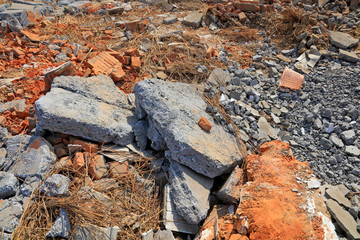 Crushed concrete blocks