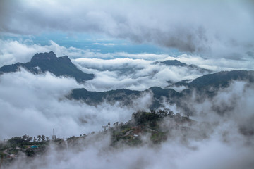 clouds over mountains