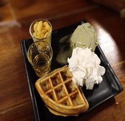 Waffles with ice-cream cup
