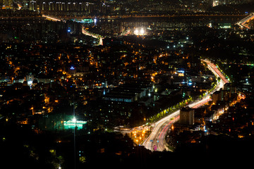 Urban suburbs at night