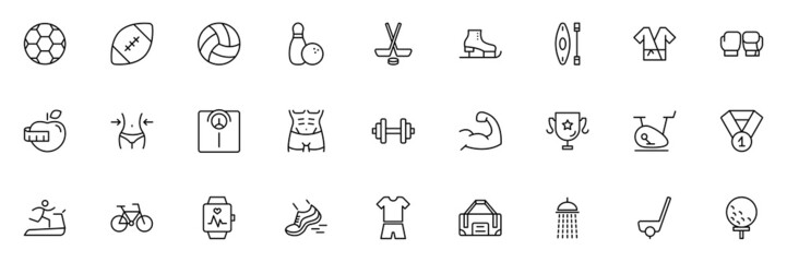 SPORT vs FITNESS line thin icons set. Vector illustrations collection EPS10.