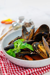 Italian Steamed Mussels cooked in Provencale style