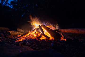 Fototapeta premium Blue and orange fire at night