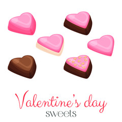 Valentine's day chocolate, strawberry candy set, vector illustration design.