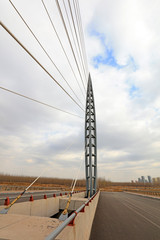 Fototapeta premium Bridge cable-stayed steel beam