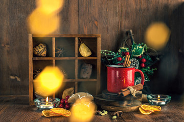 Christmas hot drinks in a mug.