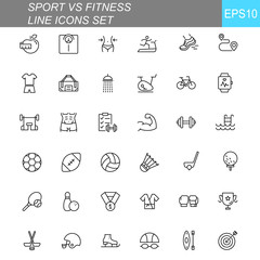 SPORT vs FITNESS line thin icons set. Vector illustrations collection EPS10.