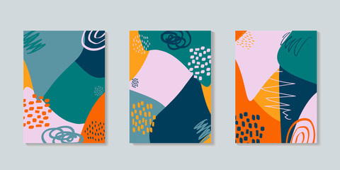 Stylish colorful poster templates with abstract shapes in modern style, vector.  Good for flyers, background, poster, greeting cards, packaging and more