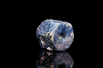 macro mineral stone sapphire on a black background