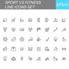SPORT vs FITNESS line thin icons set. Vector illustrations collection EPS10.