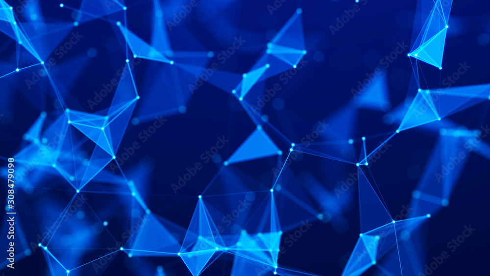 Poster Abstract connection dots. Technology background. Network connection structure. Plexus effect. 3d