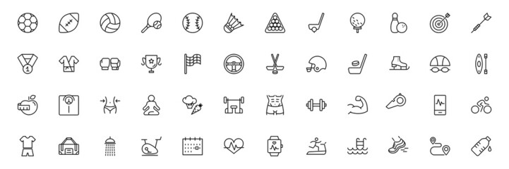 SPORT vs FITNESS line thin icons set. Vector illustrations collection EPS10.