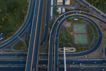 Road traffic in city at thailand, srinakarin, bangkok, thailand.