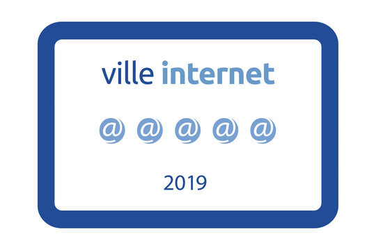 Road sign for internet city label in french language