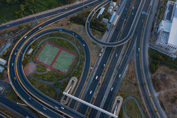 Road traffic in city at thailand, srinakarin, bangkok, thailand.