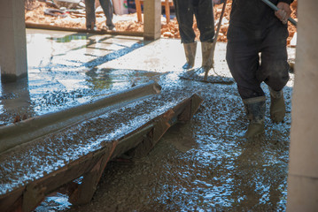 Pouring cement floor, Pouring cement floor from Thailand country