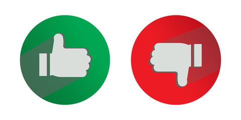 Thumbs up and thumbs down, icons in vector shape