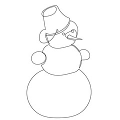 vector, isolated, snowman one line, new year