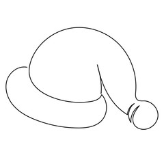 isolated, santa hat one line, new year