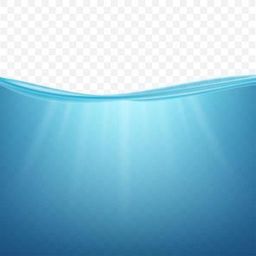 Underwater ocean. Water surface. Natural background. Vector stock illustration.