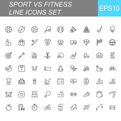 SPORT vs FITNESS line thin icons set. Vector illustrations collection EPS10.