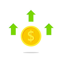 Increase Profit Chart vector icon. filled flat sign for mobile concept and web design. Business, Profit rising simple solid icon. Dollar rate increase symbol, logo illustration. Pixel perfect vecto