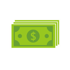 Vector dollar bank note and coin