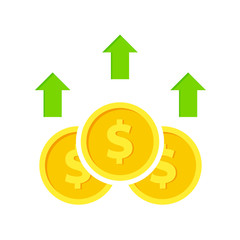 Increase Profit Chart vector icon. filled flat sign for mobile concept and web design. Business, Profit rising simple solid icon. Dollar rate increase symbol, logo illustration. Pixel perfect vecto