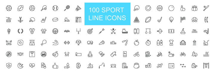SPORT vs FITNESS line thin icons set. Vector illustrations collection EPS10.