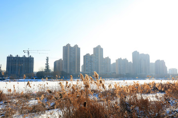 Fototapeta premium City snow scenery in northern China