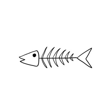 doodle fishbone illustration handdrawn doodle isolated on white