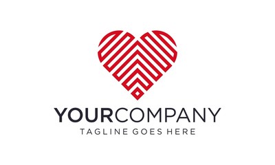 Creative love line for heart logo design concept