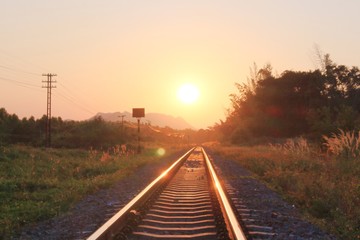 Obraz premium train at sunset