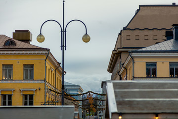 Helsinki Christmas market, decorated buildings