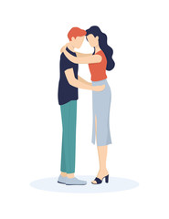 Vector illustration of cute romantic couple. Woman and man in love.