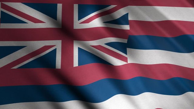 Abstract colorful Hawaii flag fluttering in the wind, seamless loop. Animation. Waving in the breeze realistic texture of the flag one of United States of America.