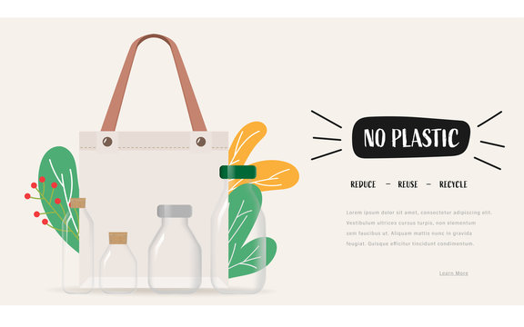 Say no to plastic bags. Pollution problem concept.