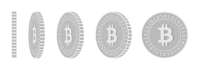 Bitcoin, internet currency rotating coins set, ani